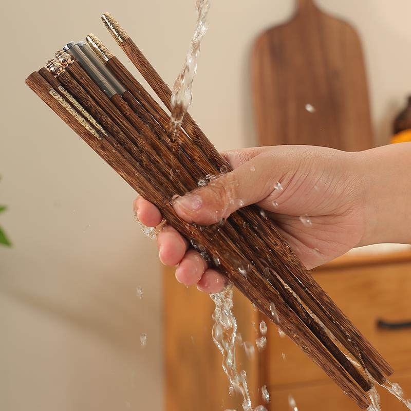 New Chinese-Style Chicken Wing Wood Chopsticks for Home Use, High-End Individual Chopsticks for Family Use, Parent-Child Chopsticks, Solid Wood Family Set