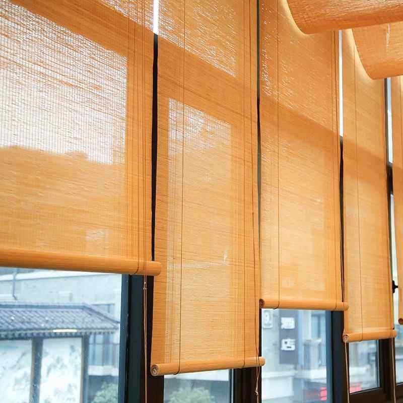 百叶窗帘日式竹帘卷帘阳台升降遮光竹酒店餐厅茶室装饰遮阳竹卷帘