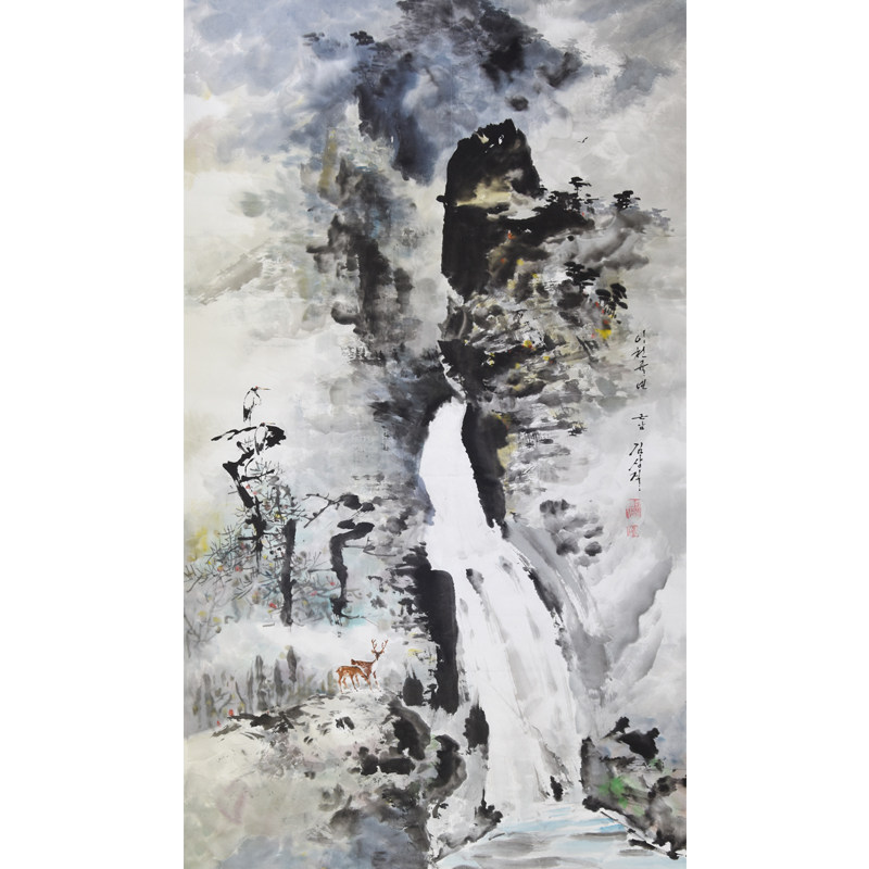 North Korea State painting auction high 1 1 m Kim Sang-ji People's Artist of the People's Artist of Mount Kumgang Falls bn320-Taobao