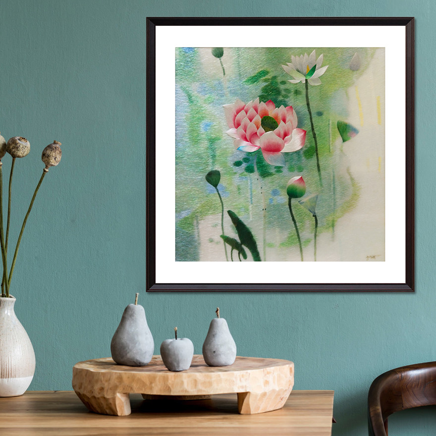 Artisan Pure Handmade Su Embroidery < Ho Flowers > Home Residence Decoration Hanging Painting Embroidery Genuine Silk