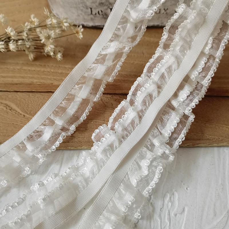 High-Quality Lace Accessories, High-End 5m Double-Layer White Elastic Lace Trim, High-End Handmade DIY Doll Clothes High-Quality Lace Accessories, High-End 5m Double-Layer White Elastic Lace Trim, High-End Handmade DIY Doll Clothes