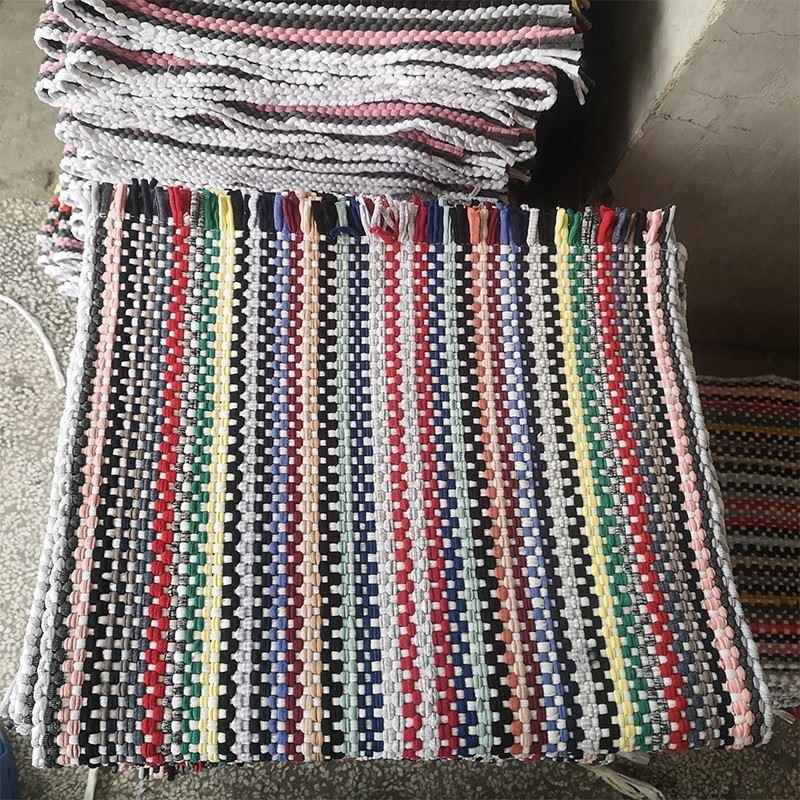 Cloth Mat, Handmade Woven Fabric Floor Mat, Absorbent Cloth Mat for Home Entrance, Long Door Towel, Bedside Bay Window Mat