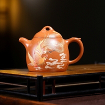 Qin Quan National Senior Engineer Gu made a 320CC pure handmade Yixing purple clay pot made of crab roe mud