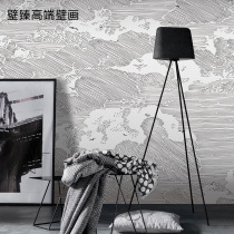 Modern carved three-dimensional effect dark cloud lines TV sofa background wall cloth study bedroom light luxury simple mural