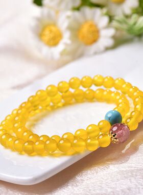 【金碧璀璨】珩钻黄玛瑙多圈手串6mm