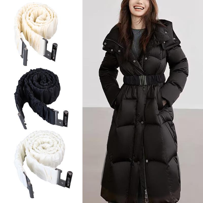 Elastic Accessory Long down Jacket Belt Black Waist Cincher with Silver Buckle Lazy Elastic Waistband for Women's Cotton-Padded Jacket Elastic Accessory Long down Jacket Belt Black Waist Cincher with Silver Buckle Lazy Elastic Waistband for Women's Cotton-Padded Jacket