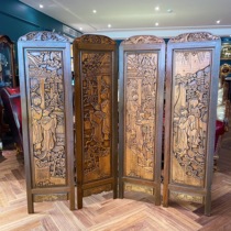 Antiques] Overseas Return Medieval Wood Carving Screen S21042156