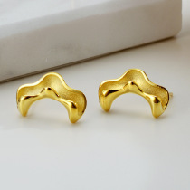 E1185 Korean version S925 sterling silver irregular pea stud earrings for women ins cold style personality versatile earrings earrings