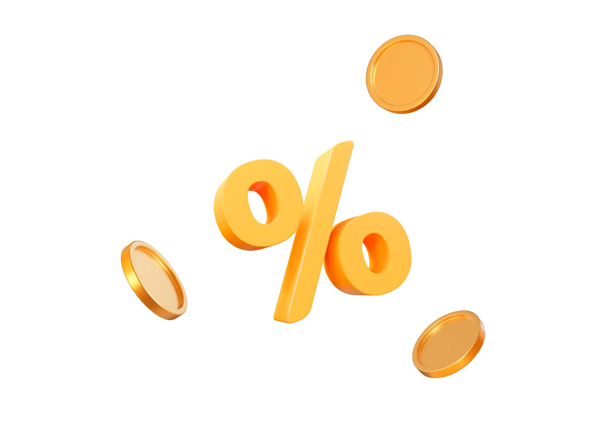An illustration of a percentage off on a white background