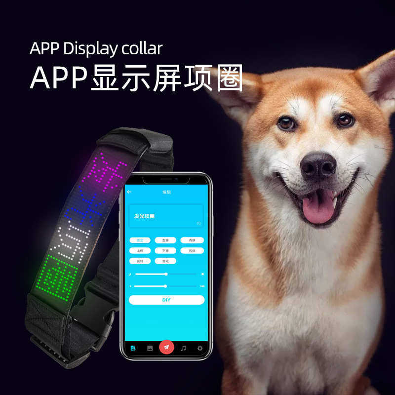 Collar word anti-luminous charging modified app luminous dog fiber optic dog lost knot pet collar adjustable led