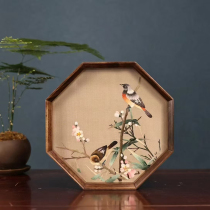 Exquisite gift box pure handmade Suzhou embroidery double-sided embroidery walnut wood ornaments Flowers and Birds intangible cultural heritage business souvenirs