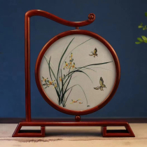 Suzhou embroidery finely polished pure handmade rosewood double-sided embroidery ornament Butterfly Orchid Chinese style craft gift