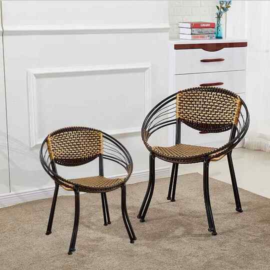 Mojun rattan chair comfortable back chair moon chair woven chair balcony rattan stool coffee shop leisure chair modern