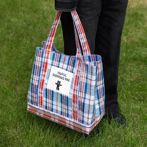 2024 New Lightweight Striped Shopping Tote Bag Trendy Woven Bag Design Street Style Niche Eco-Friendly Bag Fashion