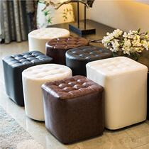 Leather pier home living room sofa stool leather stool low stool adult shoe changing stool KTV fitting room stool round stool