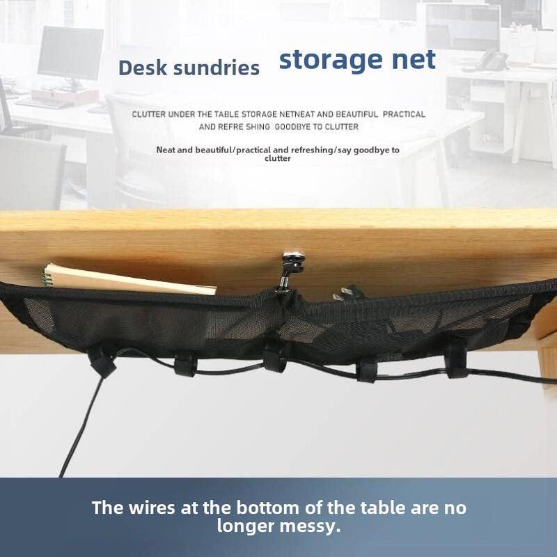 Under-Desk Cable Storage Net Pocket Desk Bedroom Cable Organizer Desktop Management Office Supplies Storage Bag