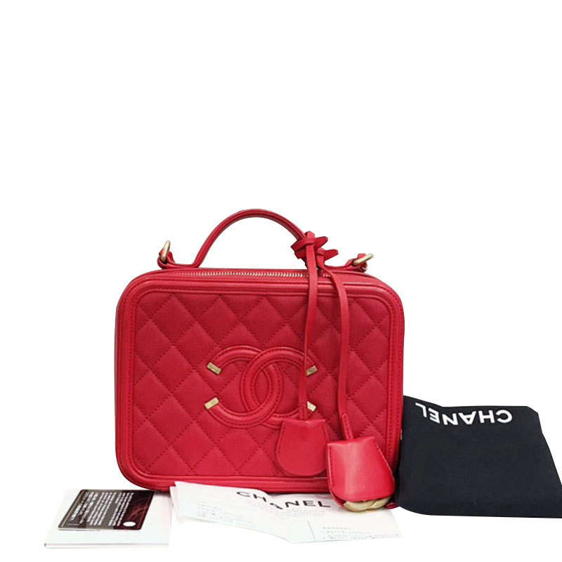 [99 New] Chanel Red Lychee Leather Chain Camera Bag Women's Shoulder Crossbody Bag Genuine