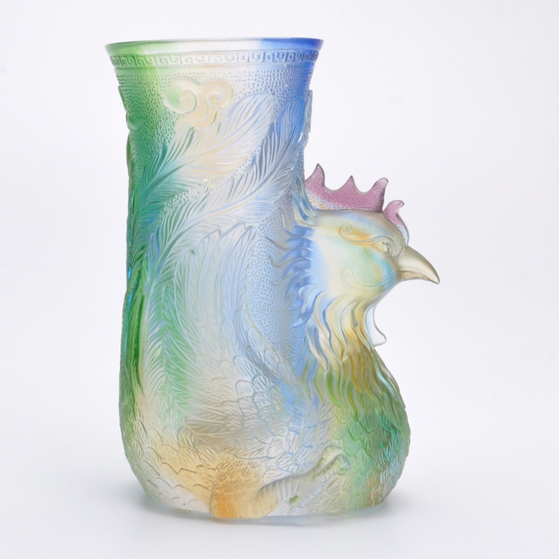 Fengyi Tiantian glass vase hand carved lost wax method Ancient glass craft LD31