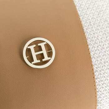 Beige cotton and linen texture lumbar pillow modern simple bay window bed waist support backrest metal buckle decorative leather cushion