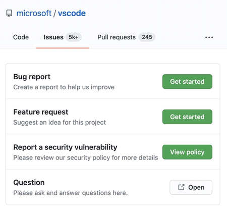VS Code 的 Issue Template