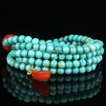 Original ore high porcelain turquoise DIY bracelet wrapped around the hand 4 times with Nanhong diameter 4 2mm18 72g