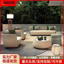 Nordic outdoor rattan sofa winery courtyard villa garden rope sofa chair reception soft decoration designer furniture