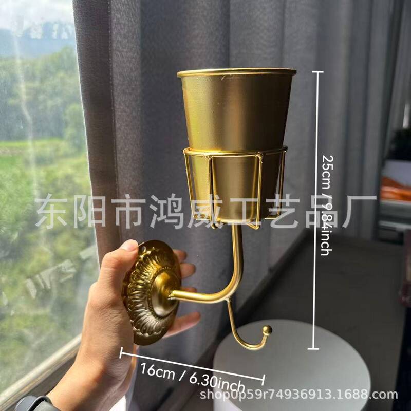In-Stock Cross-Border Opal Wall Vessel Hook Flower Pot Rack Integrated Metal Creative Wall-Mounted Home Decoration