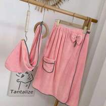 Soft coral velvet bath skirt and shower cap two-piece set for household hair drying cap bathrobe can be printed with LOGO in stock