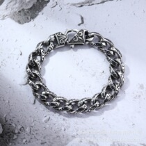 Foreign trade stainless steel BAO WEN bracelet European and American mens titanium steel bracelet casting bracelet retro hip-hop bracelet CE351