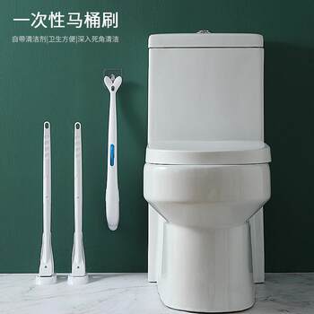 Disposable toilet brush set, long handle design with no dead ends, suitable for household toilet cleaning. equipped with replacement