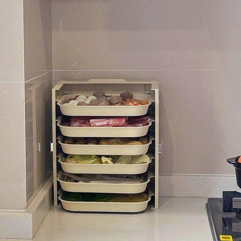 Kitchen Space-Saving Multifunctional Prep Tray Storage Rack, Multi-Layer Prep Box, Magic Tool for Cooking, Hot Pot, and Home Meal Preparation