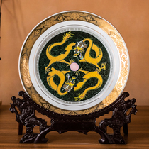 Bidding starts at 1 yuan old porcelain corroded golden dragon gold-rimmed porcelain plate 1970s official kiln porcelain Hongjiang ball mud ornament free bracket
