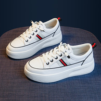 Large size white shoes for women genuine leather 41-43 Korean style versatile thick-soled student casual sneakers platform sole breathable single shoes