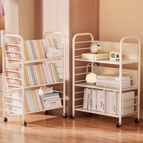 Bookshelf floor-standing storage rack childrens toy storage rack removable multi-layer household trolley simple bookcase with wheels