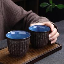 羊脂玉白瓷功夫品茗茶杯主人杯紫砂窑变心经单杯陶瓷茶碗大号茶盏