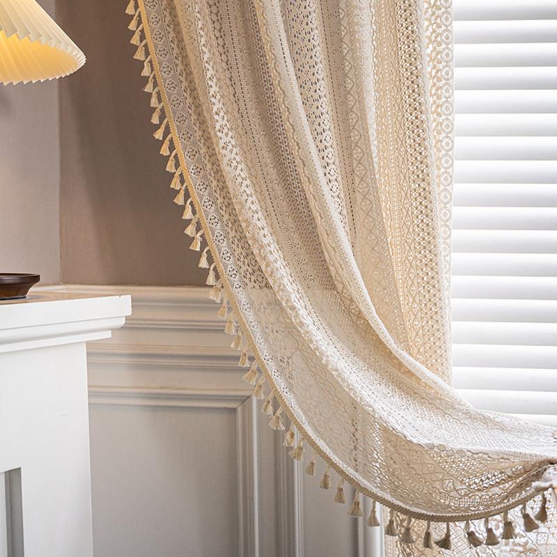 French-Style Vintage Lace Curtains, Sheer Curtains, Partition Windows, American-Style Door Curtains, Living Room Bay Window Curtains, No-Drill Installation, Country-Style Small Window Curtains