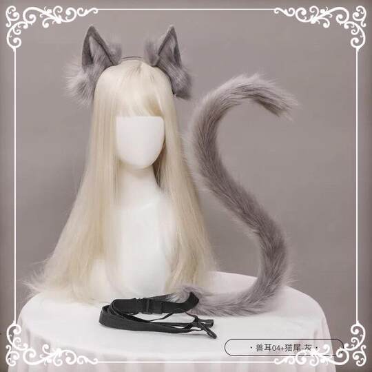 Cosplay fox ears hair accessories fox tail set handmade fox girl animal ears headband animal tail cat ear headdress
