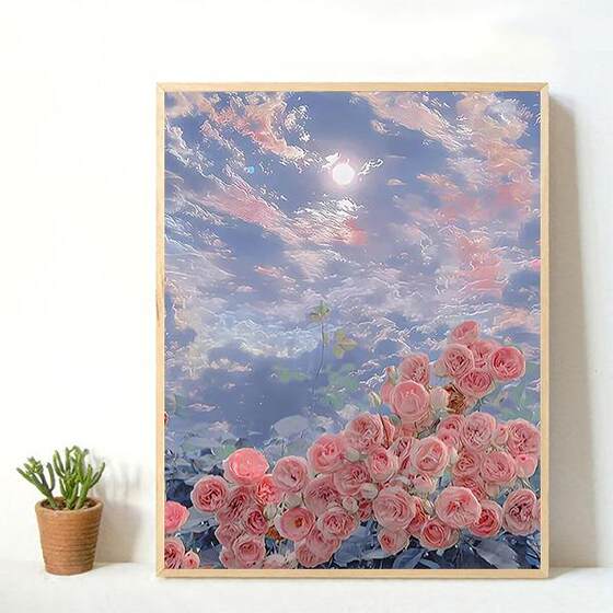 Diamond Painting New Style Starry Sky Waterfall Healing Series Framed Diamond Painting DIY Full Diamond Handmade Sticker Art Bedroom Decoration Gift