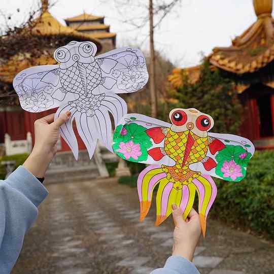 新儿童手工diy涂色风筝自制材料包成品迷你空白小风筝装饰不可飞