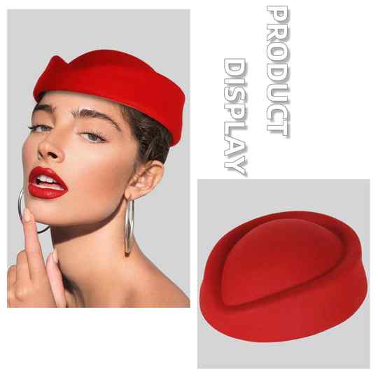 High-End Etiquette Stewardess Hat, British Retro Fashion Stage Performance Decorative Accessory, Women's Woolen Hat, High-End Waiter Hat