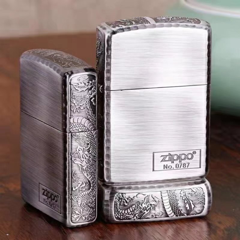 zippo lighter wire drawing armor on three sides ring dragon