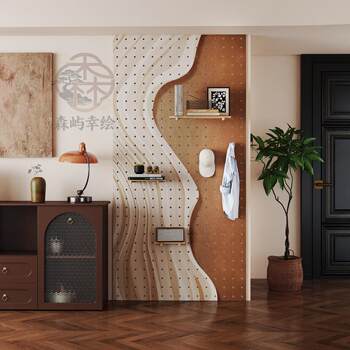 Perforated board storage rack simple line shape wall custom entry entrance electric box decoration solid wood storage display rack