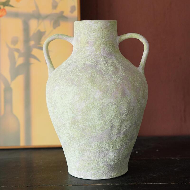Modern Minimalist Ceramic Vase with Glaze, Flower Arrangement Vessel for Home Use, Living Room Entryway Vase Decoration, Creative Dried Flower Home Decor