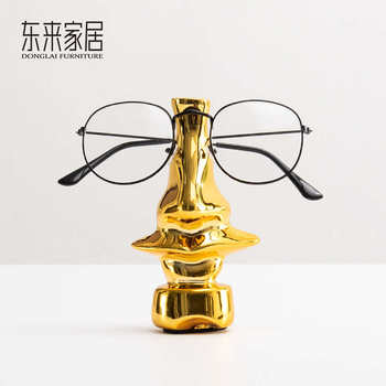 Modern simple golden nose glasses frame props ornaments living room model room study desktop home soft decorations