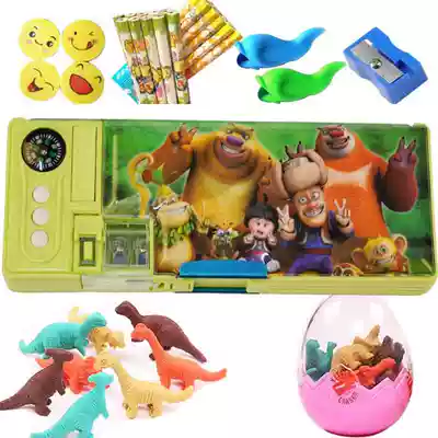 Stationery box Altman Stationery Box Boys Multifunctional Children Kindergarten Primary School Students Female Automatic Pencil Green Orange