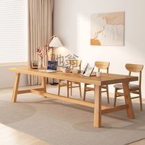 All solid wood office long board table long conference computer pure log desk simple living room rectangular study