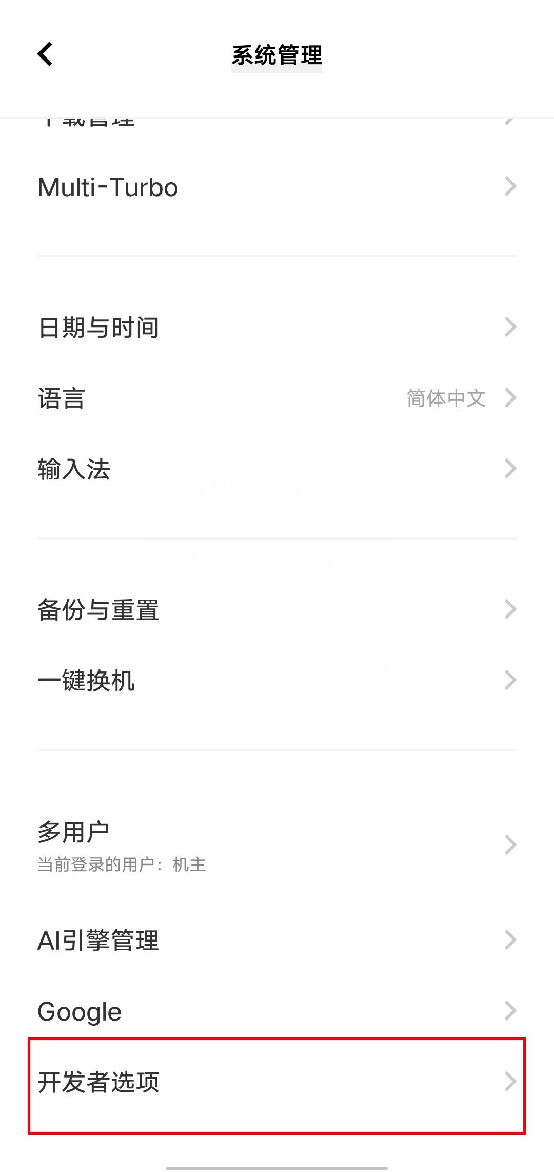 点击开发者选项