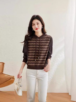 Spring and Autumn Thin Sweatshirt Women 2024 New Spring Style Fashionable Age-Reducing Striped Top Hooded Sweater Women