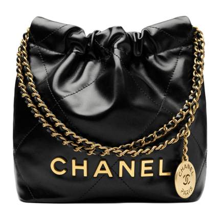 9.9新CHANEL香奈儿 22Bag 25C 做旧金标 金币 皮穿链  菱格 牛皮