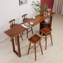 Solid wood bar table home balcony wall high table commercial cafe bar table and chairs long partition narrow bar